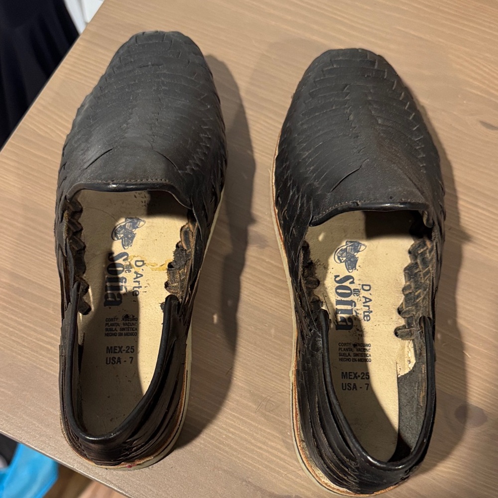 Black Woven Leather Flats - Women's Slip-On Loafers